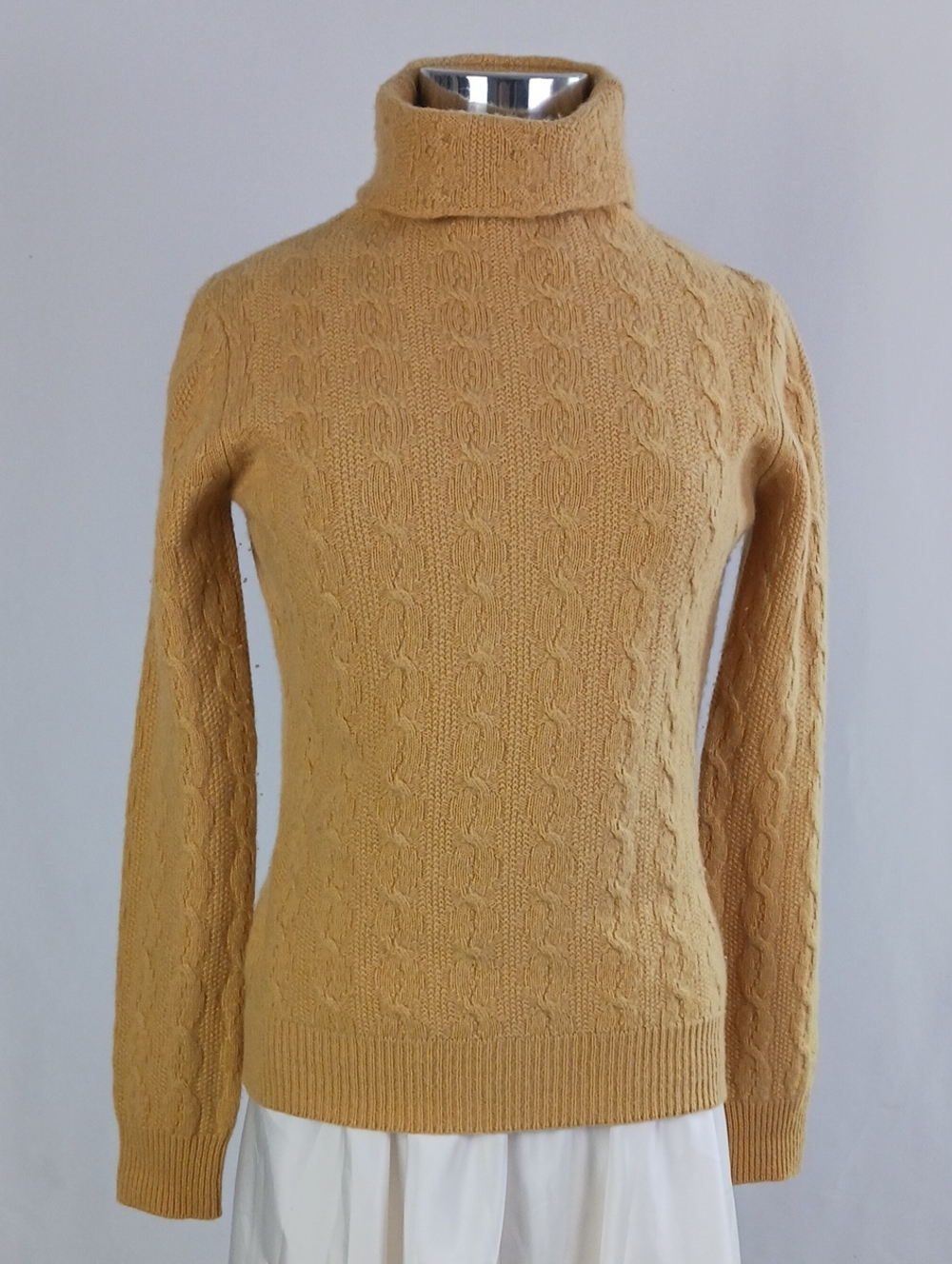 ETRO MUSTARD CASH CABLE TURTLENECK SWEATER